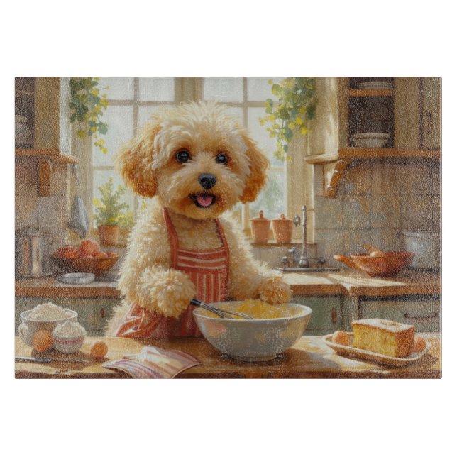 Bichon Frise Cooking in Kitchen Cutting Board (Front)