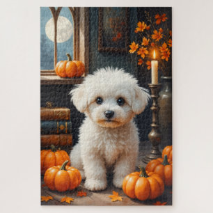 Bichon Frise Cozy Gothic Halloween Artwork Jigsaw Puzzle