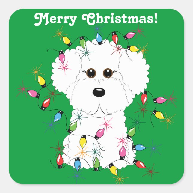 Bichon Frise Customizable Christmas Stickers (Front)