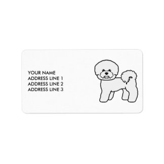 Bichon Frise Cute Cartoon Dog And Custom Text Label