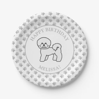 Bichon Frise Cute Cartoon Dog Birthday Party Paper Plates