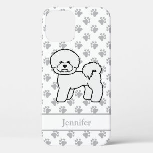 Bichon Frise Cute Cartoon Dog Drawing & Name iPhone 12 Case
