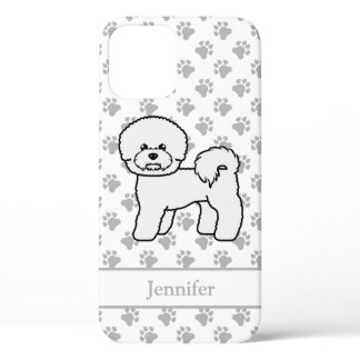 Bichon Frise Cute Cartoon Dog Drawing &amp; Name iPhone 12 Case