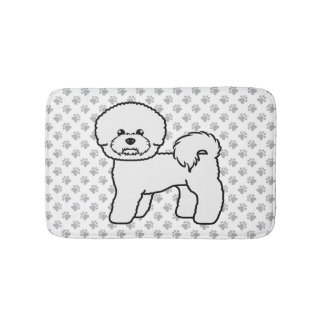Bichon Frise Cute Cartoon Dog Illustration Bath Mat