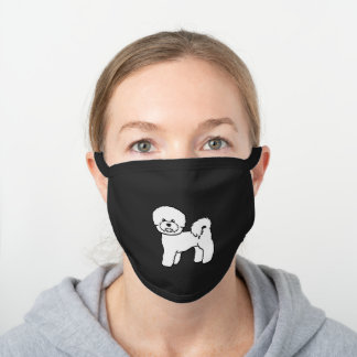 Bichon Frise Cute Cartoon Dog Illustration Black Cotton Face Mask