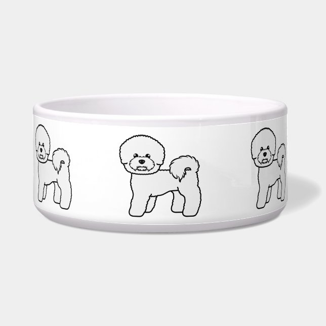 Bichon Frise Cute Cartoon Dog Illustration Bowl (Front)