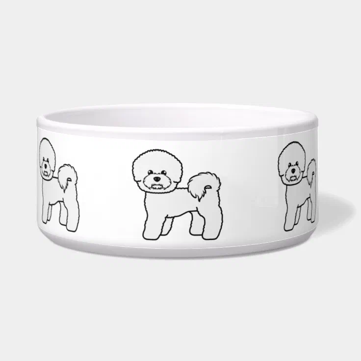 Bichon Frise Cute Cartoon Dog Illustration Bowl | Zazzle