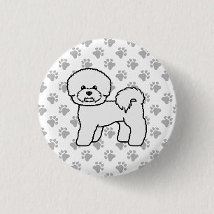 Bichon Frise Cute Cartoon Dog Illustration Button