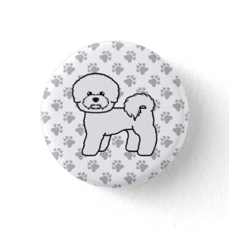 Bichon Frise Cute Cartoon Dog Illustration Button