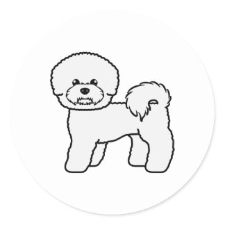Bichon Frise Cute Cartoon Dog Illustration Classic Round Sticker