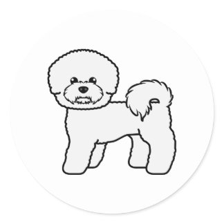 Bichon Frise Cute Cartoon Dog Illustration Classic Round Sticker