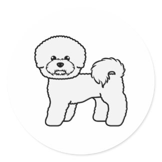 Bichon Frise Cute Cartoon Dog Illustration Classic Round Sticker