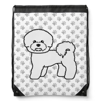 Bichon Frise Cute Cartoon Dog Illustration Drawstring Bag