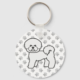 Bichon Frise Cute Cartoon Dog Illustration Keychain