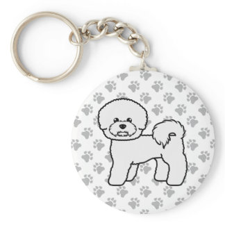 Bichon Frise Cute Cartoon Dog Illustration Keychain