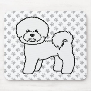 Bichon Frise Cute Cartoon Dog Illustration Mouse Pad