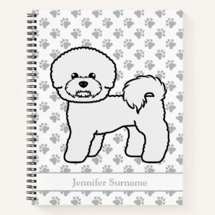 Bichon Frise Cute Cartoon Dog Illustration & Name Notebook