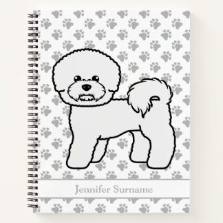 Bichon Frise Cute Cartoon Dog Illustration &amp; Name Notebook