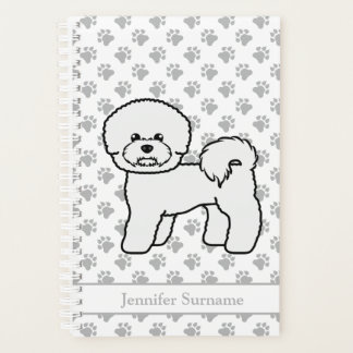 Bichon Frise Cute Cartoon Dog Illustration &amp; Name Planner