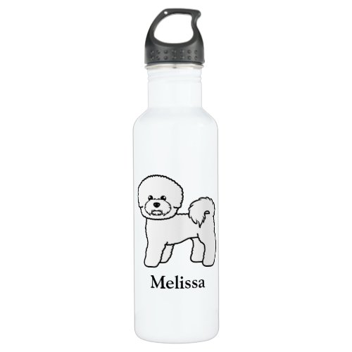 Bichon Frise Cute Cartoon Dog Illustration  Name Stainless Steel Water Bottle