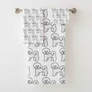 Bichon Frise Cute Cartoon Dog Illustration Pattern Bath Towel Set