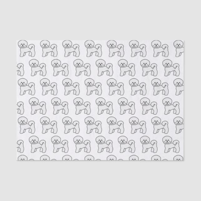 Bichon Frise Cute Cartoon Dog Illustration Pattern Tissue Paper (Front)