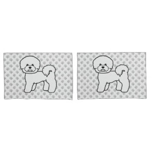 Bichon Frise Cute Cartoon Dog Illustration Pillow Case