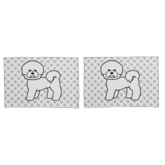 Bichon Frise Cute Cartoon Dog Illustration Pillow Case