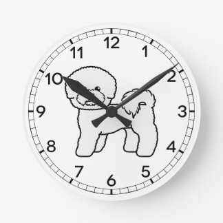 Bichon Frise Cute Cartoon Dog Illustration Round Clock