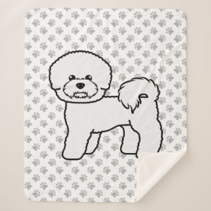 Bichon Frise Cute Cartoon Dog Illustration Sherpa Blanket