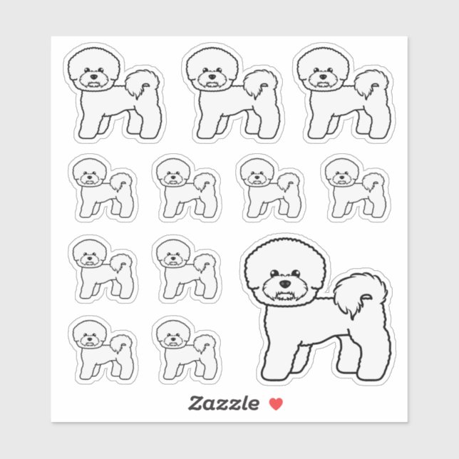 Bichon Frise Cute Cartoon Dog Illustrations Sticker (Sheet)
