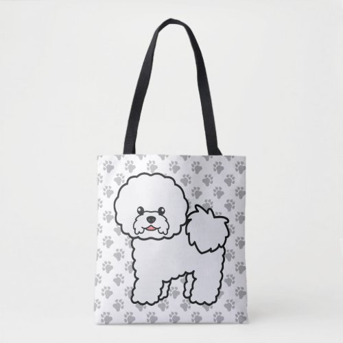 Bichon Frise Cute Cartoon Dog  Paws Tote Bag