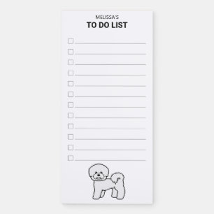Bichon Frise Cute Cartoon Dog To Do List Magnetic Notepad