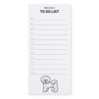 Bichon Frise Cute Cartoon Dog To Do List Magnetic Notepad
