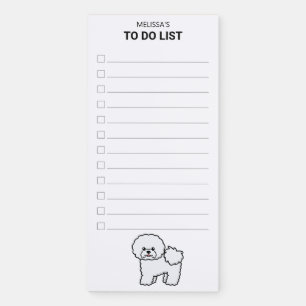 Bichon Frise Cute Cartoon Dog To Do List & Name Magnetic Notepad