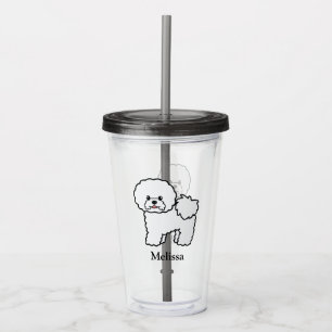 Bichon Frise Cute Cartoon Dog With Custom Name Acrylic Tumbler