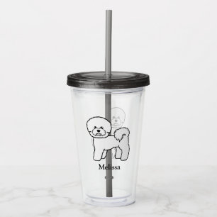 Bichon Frise Cute Cartoon Dog With Custom Name Acrylic Tumbler