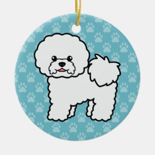 Bichon Frise Cute Dog Illustration Ceramic Ornament