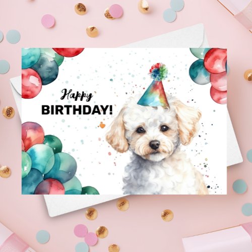 Bichon Frise Cute Pet White Dog Portrait Birthday  Card