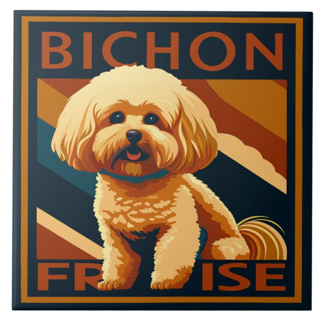 Bichon Frise Cute Puppy Ceramic Tile (Front)