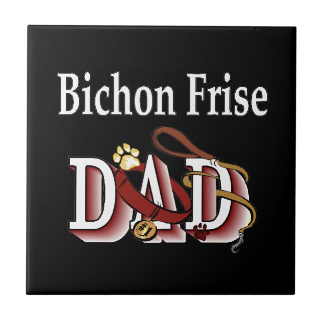Bichon Frise Dad Ceramic Tile (Front)