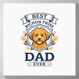 Bichon Frise Dad Ever Dog Paw Prints Canvas Photo Tile