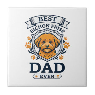 Bichon Frise Dad Ever Dog Paw Prints Ceramic Tile