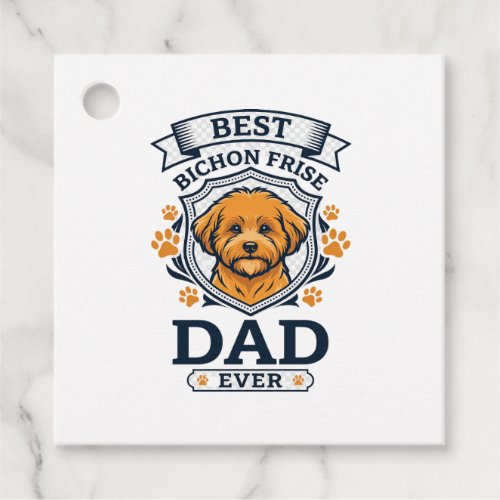 Bichon Frise Dad Ever Dog Paw Prints Favor Tags