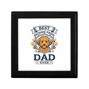 Bichon Frise Dad Ever Dog Paw Prints Gift Box
