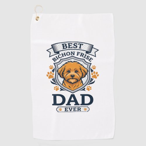 Bichon Frise Dad Ever Dog Paw Prints Golf Towel