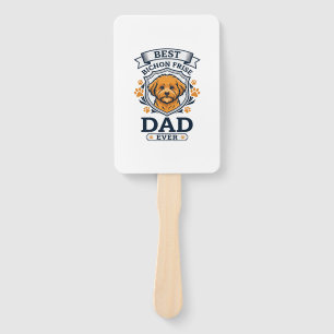 Bichon Frise Dad Ever Dog Paw Prints Hand Fan