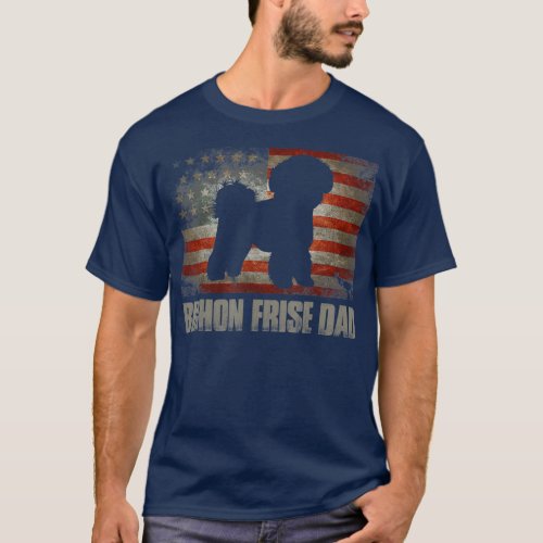 Bichon Frise Dad Vintage American Flag Patriotic  T_Shirt