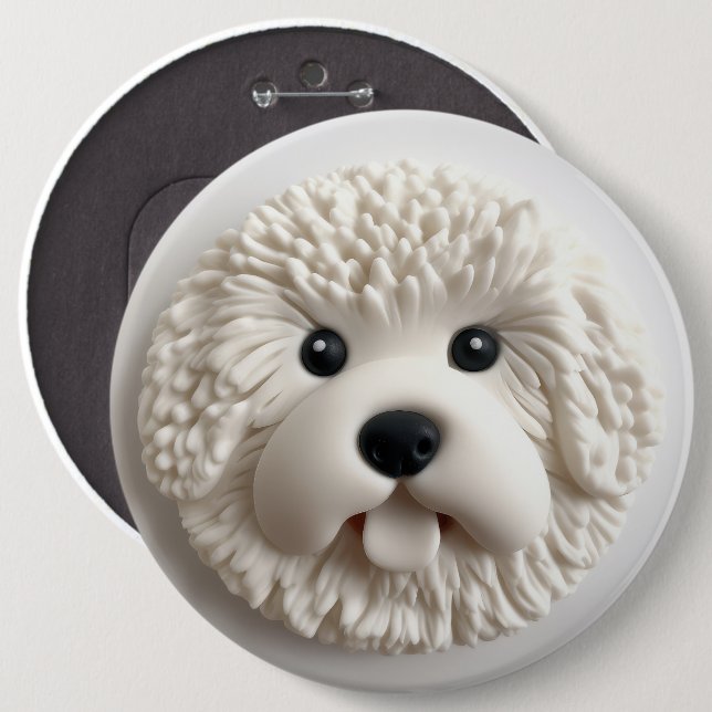 Bichon Frise Dog 3D Inspired Button (Front & Back)