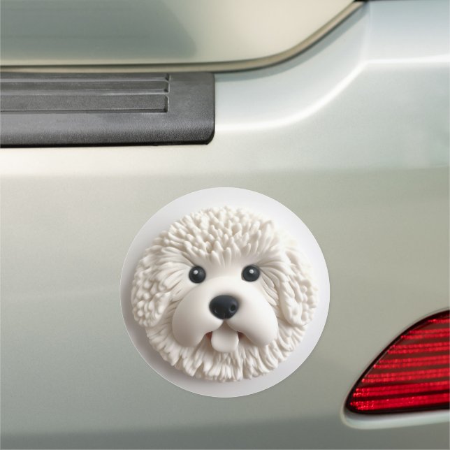 Bichon Frise Dog 3D Inspired Car Magnet (In Situ)